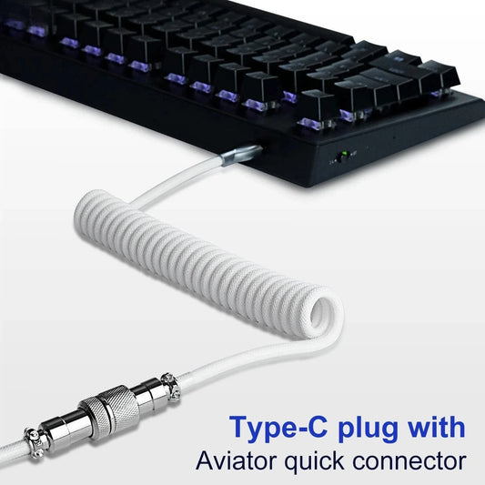 Mechanical Keyboard Coiled Cable USB Type C Mechanical Keyboard Aviator Desktop Computer Aviation Connector Cord Max 3M