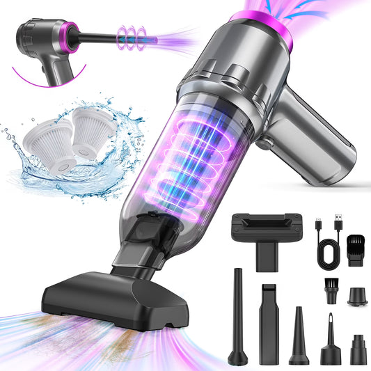 Car Vacuum Cleaner, 16000PA Portable Handheld Vacuum Cordless, with Brushless Motor, Grey