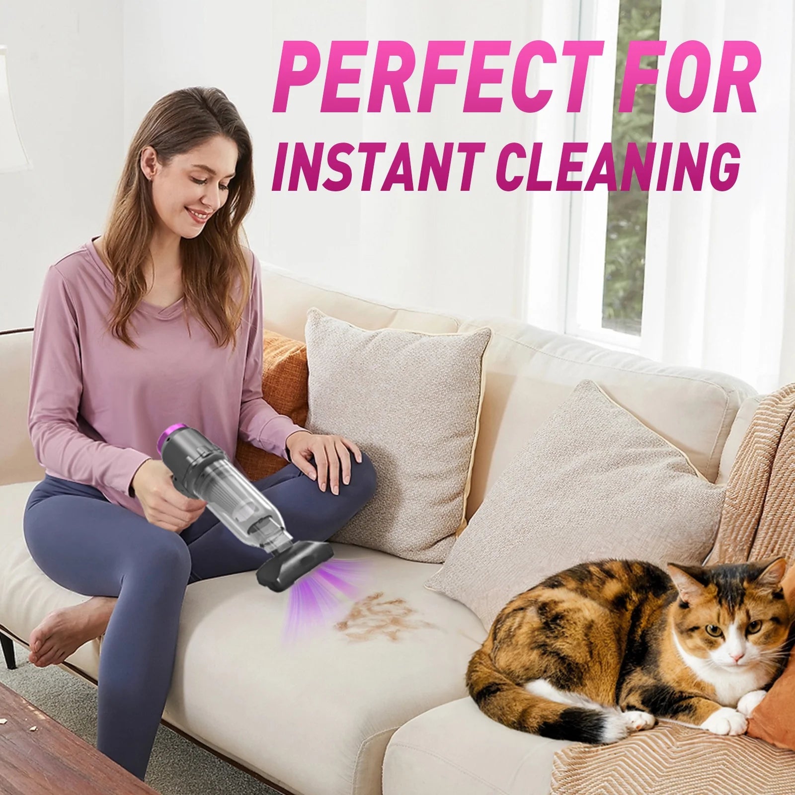 Car Vacuum Cleaner, 16000PA Portable Handheld Vacuum Cordless, with Brushless Motor, Grey