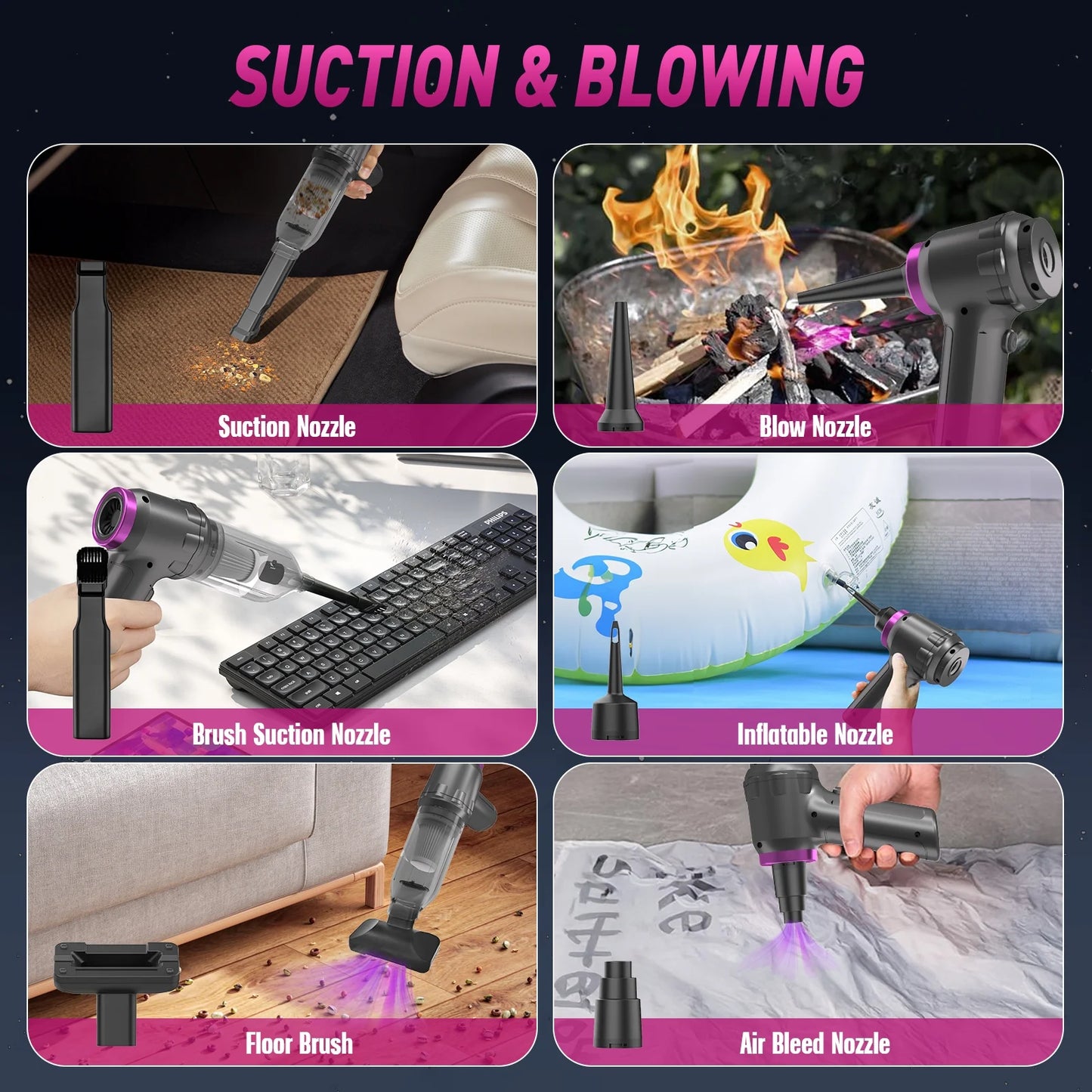 Car Vacuum Cleaner, 16000PA Portable Handheld Vacuum Cordless, with Brushless Motor, Grey