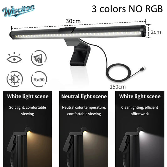 LED Monitor Light Bar Dimmable Night Light with 3 Colors Desk Lamp Learning Office Reading Eye Protection Screen Hanging Light